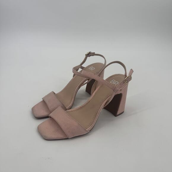 BP Larissa Womens Block Heels Faux Leather Suede Pink Ankle Strap Heel Sandals 6 - Picture 3 of 9